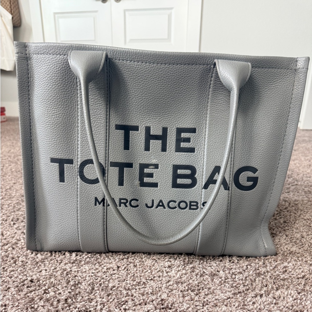 Marc Jacobs Gray Tote Bag with Black Lettering